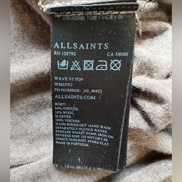 ALLSAINTS WAVE VI Top Tee Long Open Sleeve - Picture 7 of 11